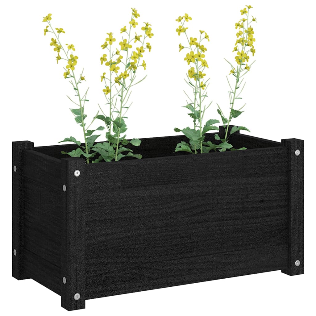 Puutarhan kukkalaatikko musta 60x31x31 cm täysi mänty - Sisustajankoti.fi