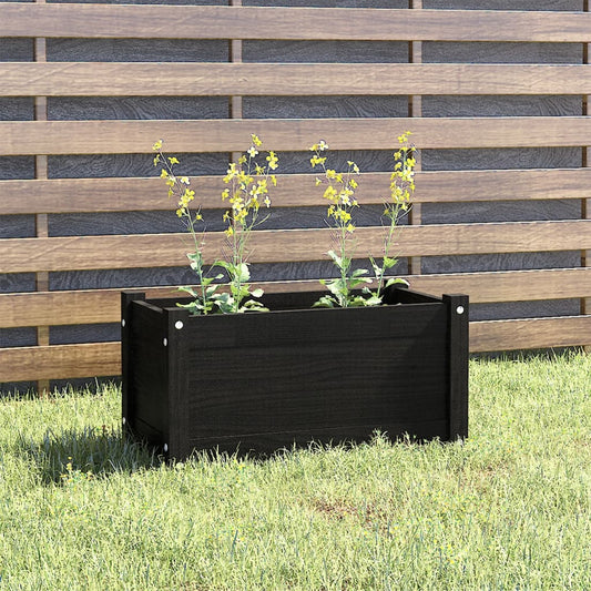 Puutarhan kukkalaatikko musta 60x31x31 cm täysi mänty - Sisustajankoti.fi