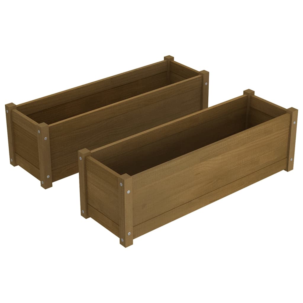 Puutarhan kukkalaatikot 2 kpl hunajanruskea 100x31x31 cm mänty - Sisustajankoti.fi