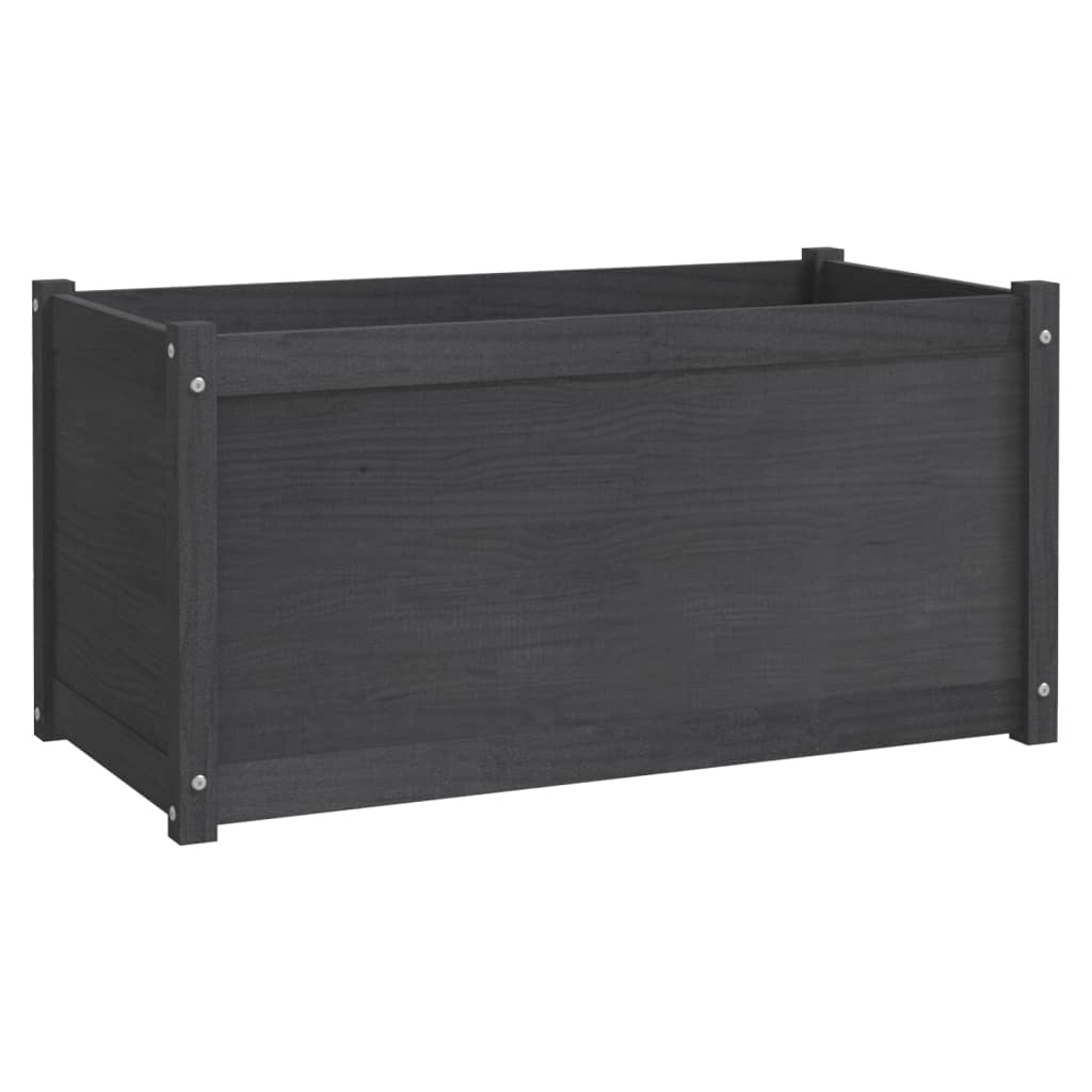 Puutarhan kukkalaatikko harmaa 100x50x50 cm täysi mänty - Sisustajankoti.fi