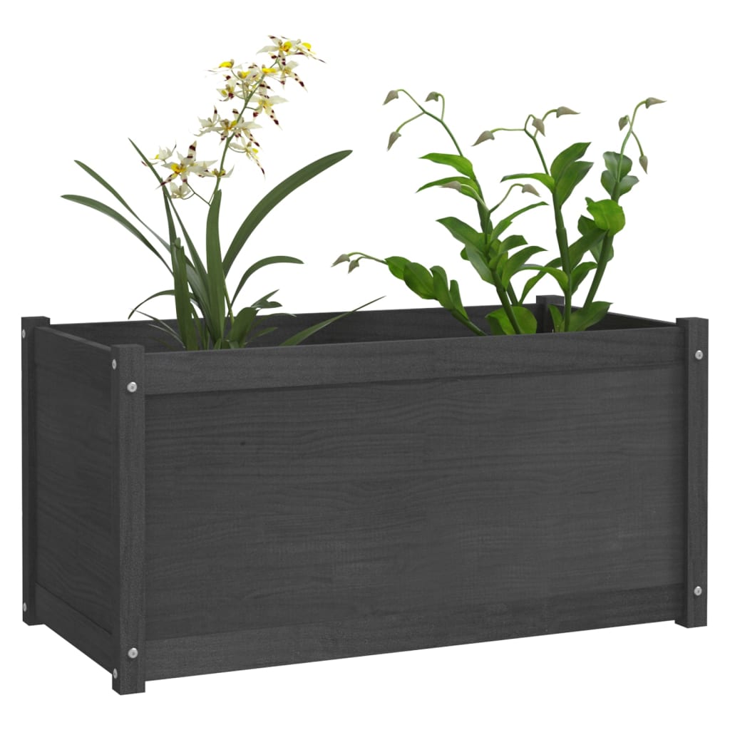 Puutarhan kukkalaatikko harmaa 100x50x50 cm täysi mänty - Sisustajankoti.fi