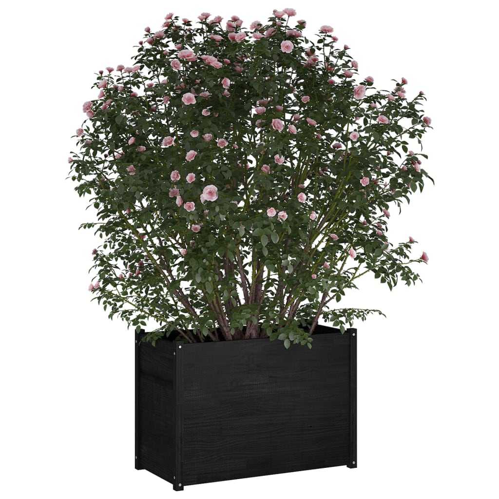 Puutarhan kukkalaatikko musta 100x50x70 cm täysi mänty - Sisustajankoti.fi