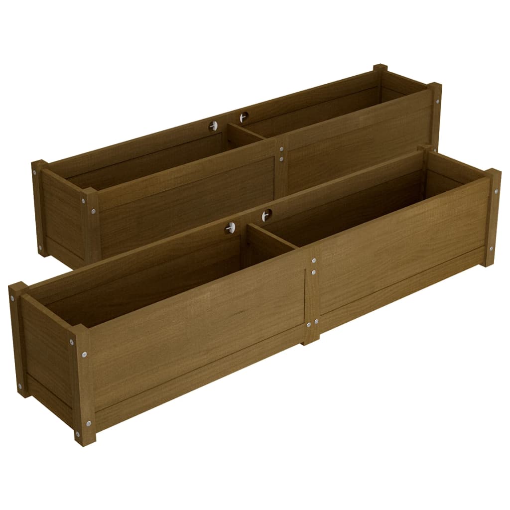 Korotetut kukkalaatikot 2 kpl hunajanruskea 150x31x31 cm mänty - Sisustajankoti.fi