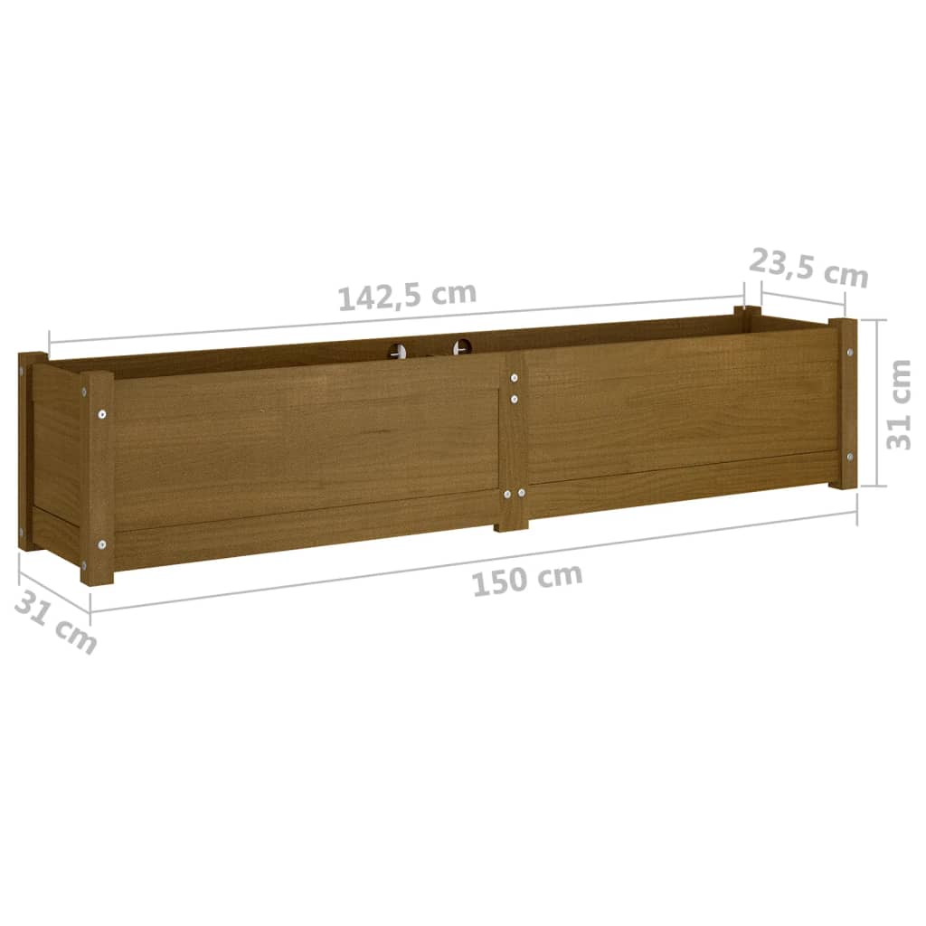 Korotetut kukkalaatikot 2 kpl hunajanruskea 150x31x31 cm mänty - Sisustajankoti.fi