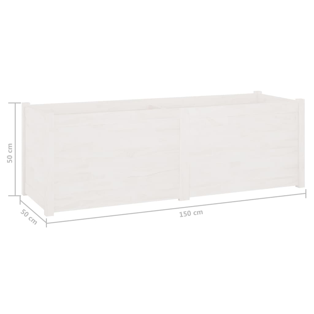 Puutarhan kukkalaatikko valkoinen 150x50x50 cm täysi mänty - Sisustajankoti.fi