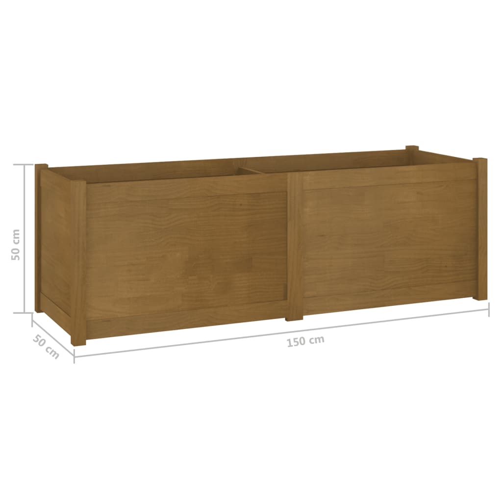 Puutarhan kukkalaatikko hunajanruskea 150x50x50 cm täysi mänty - Sisustajankoti.fi