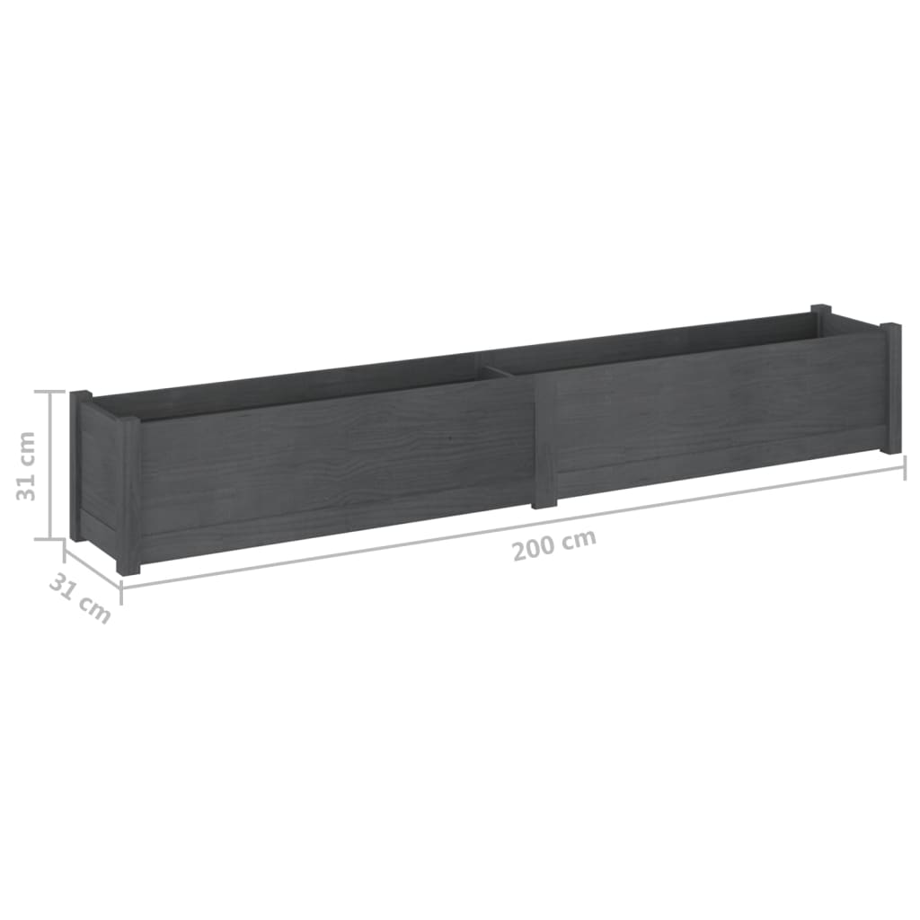 Puutarhan kukkalaatikot 2 kpl harmaa 200x31x31 cm täysi mänty - Sisustajankoti.fi