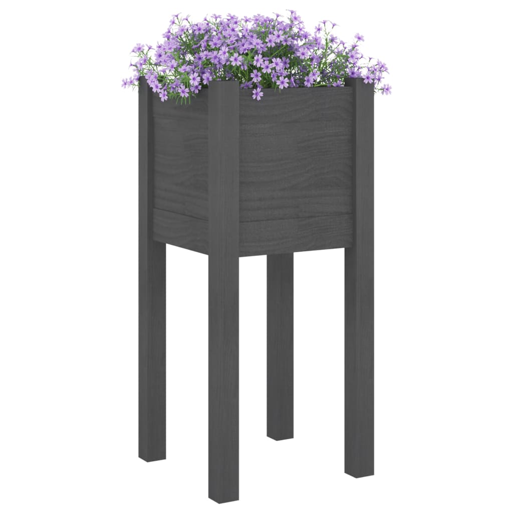Puutarhan kukkalaatikot 2 kpl harmaa 31x31x70 cm täysi mänty - Sisustajankoti.fi