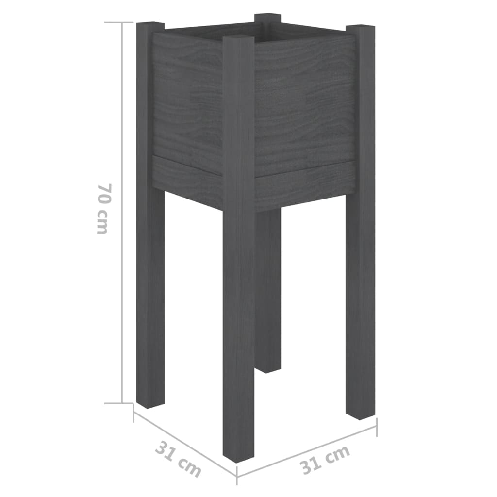 Puutarhan kukkalaatikot 2 kpl harmaa 31x31x70 cm täysi mänty - Sisustajankoti.fi