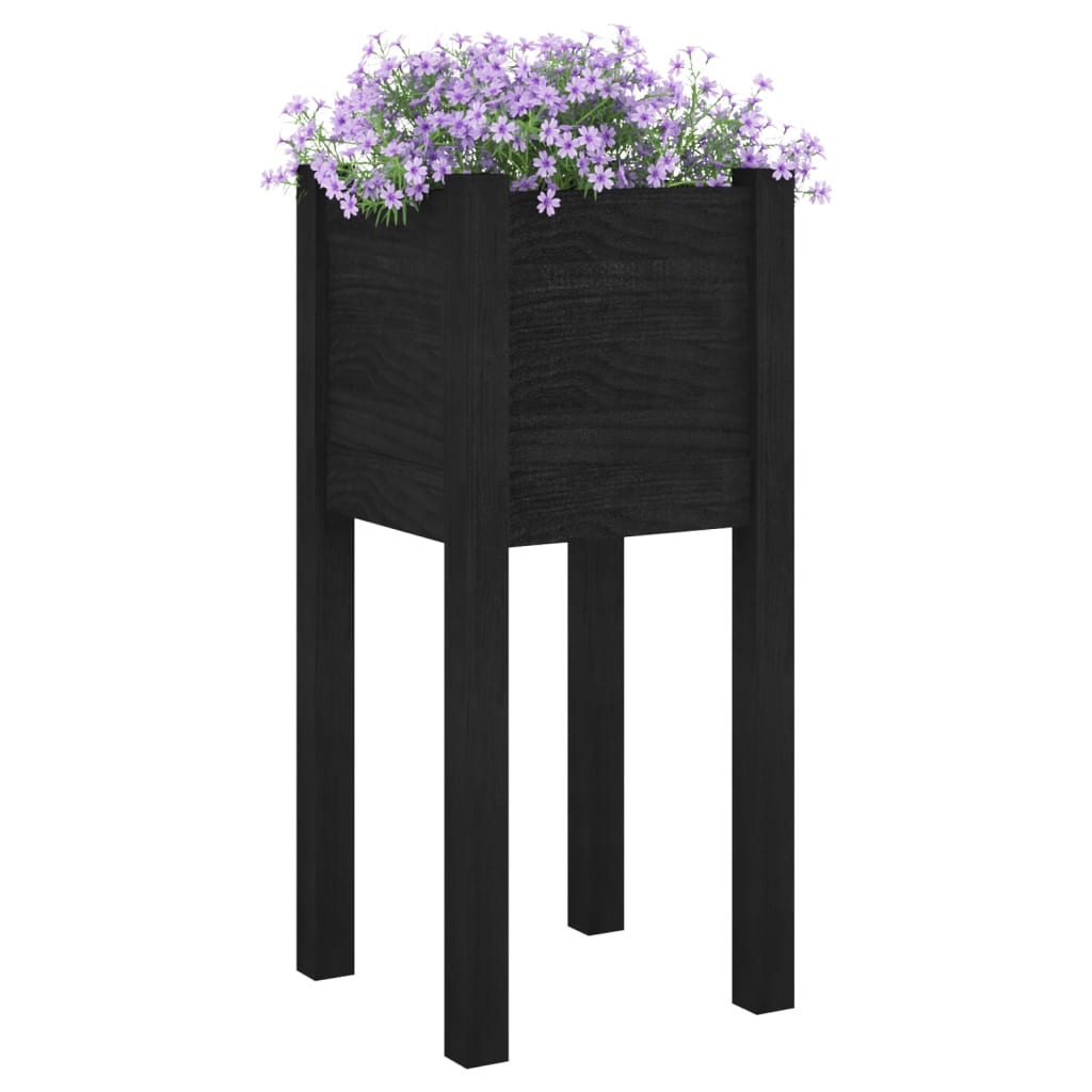 Puutarhan kukkalaatikot 2 kpl musta 31x31x70 cm täysi mänty - Sisustajankoti.fi