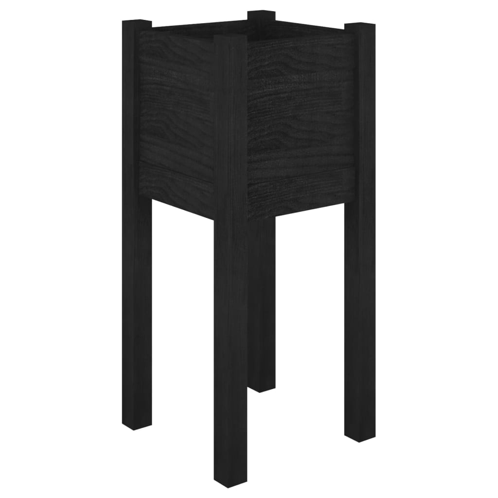 Puutarhan kukkalaatikot 2 kpl musta 31x31x70 cm täysi mänty - Sisustajankoti.fi