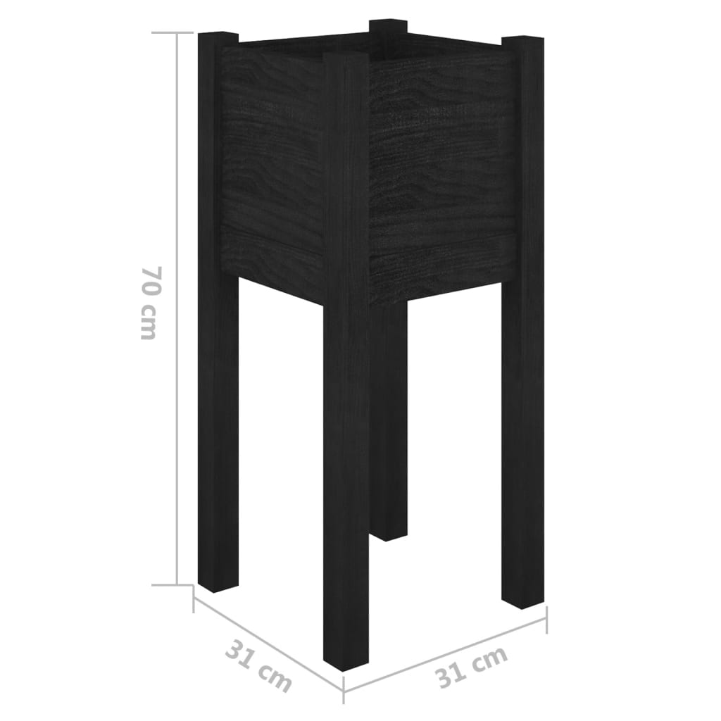 Puutarhan kukkalaatikot 2 kpl musta 31x31x70 cm täysi mänty - Sisustajankoti.fi