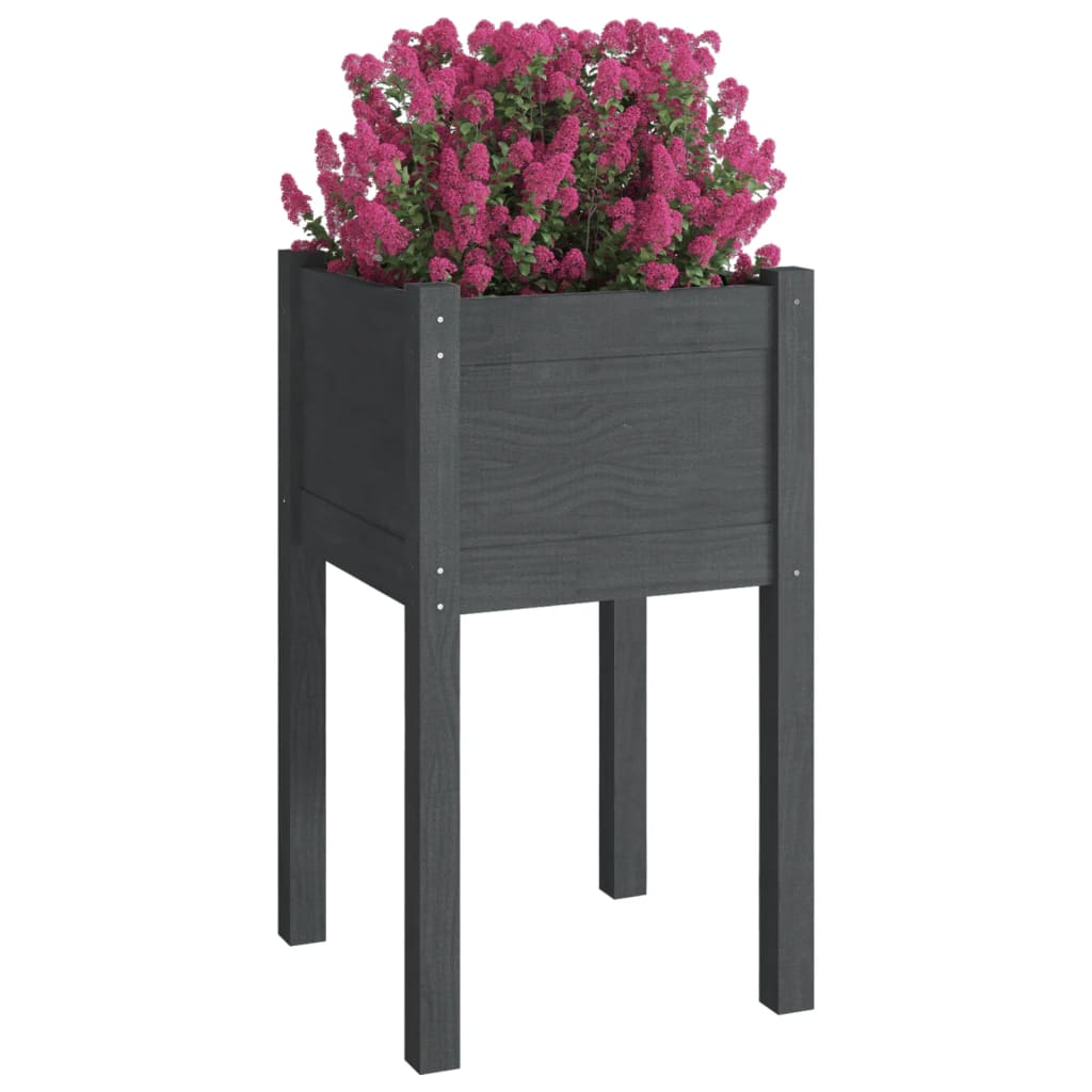 Puutarhan kukkalaatikko harmaa 40x40x70cm täysi mänty - Sisustajankoti.fi