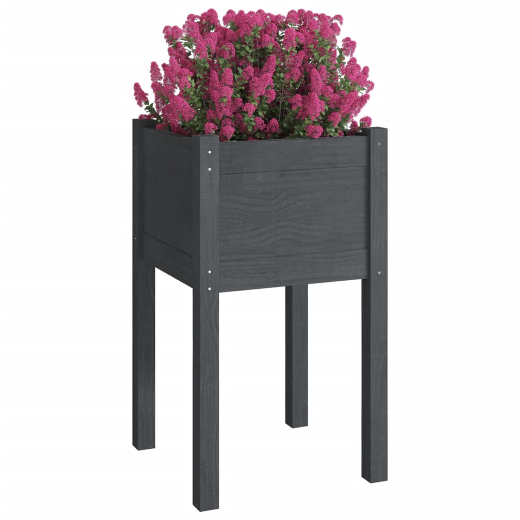 Puutarhan kukkalaatikot 2 kpl harmaa 40x40x70 cm täysi mänty - Sisustajankoti.fi