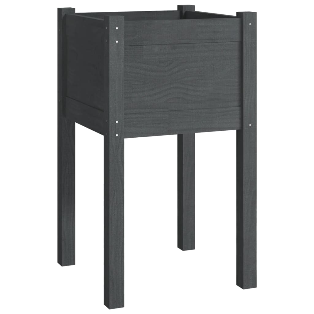Puutarhan kukkalaatikot 2 kpl harmaa 40x40x70 cm täysi mänty - Sisustajankoti.fi