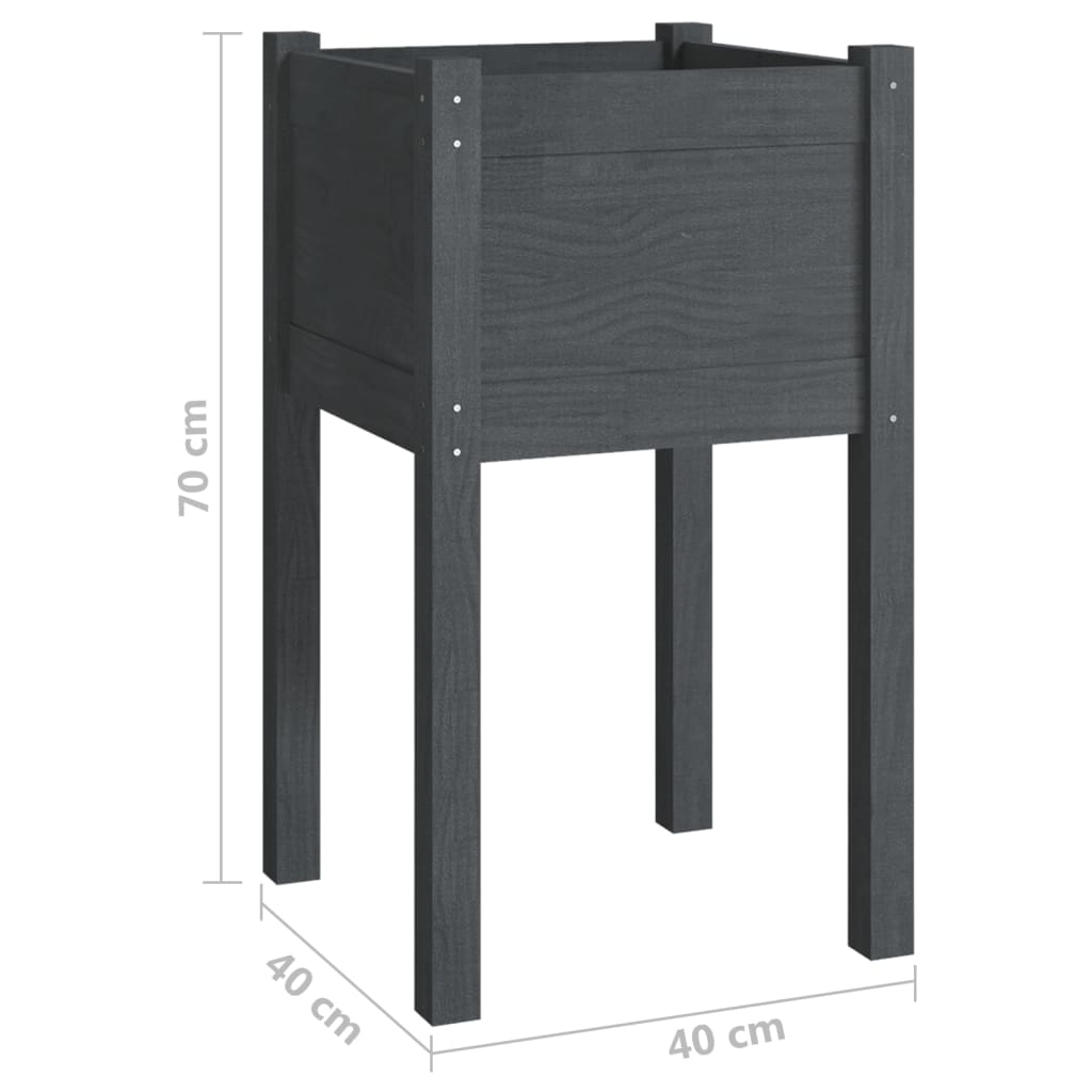 Puutarhan kukkalaatikot 2 kpl harmaa 40x40x70 cm täysi mänty - Sisustajankoti.fi