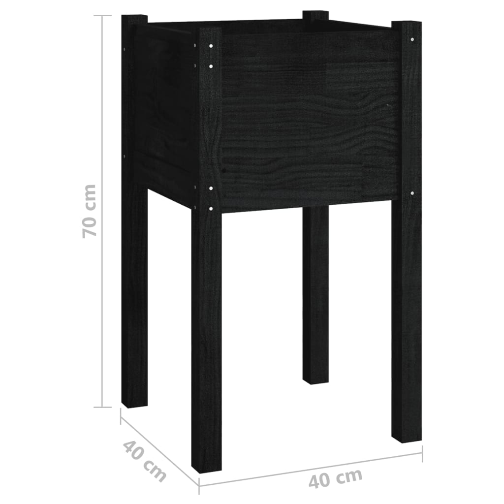 Puutarhan kukkalaatikko musta 40x40x70cm täysi mänty - Sisustajankoti.fi