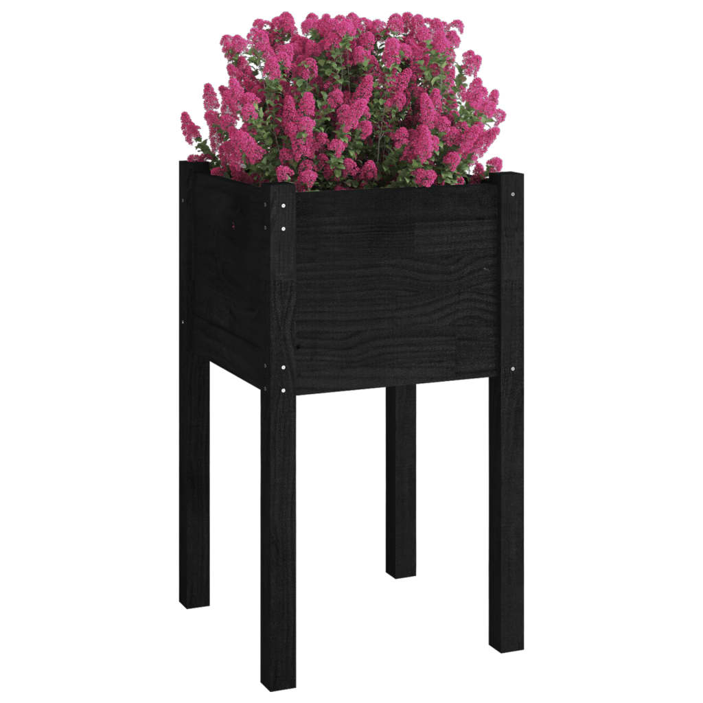 Puutarhan kukkalaatikot 2 kpl musta 40x40x70 cm täysi mänty - Sisustajankoti.fi