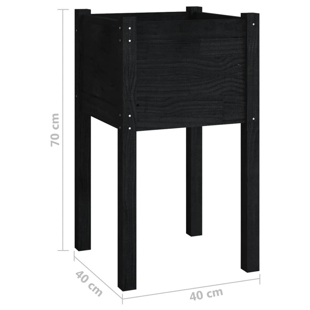 Puutarhan kukkalaatikot 2 kpl musta 40x40x70 cm täysi mänty - Sisustajankoti.fi