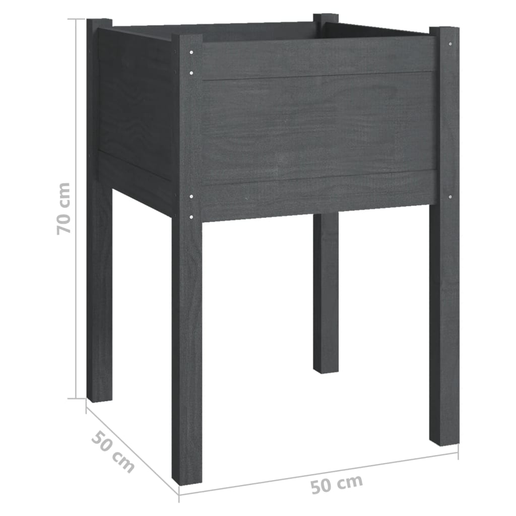 Puutarhan kukkalaatikko harmaa 50x50x70 cm täysi mänty - Sisustajankoti.fi