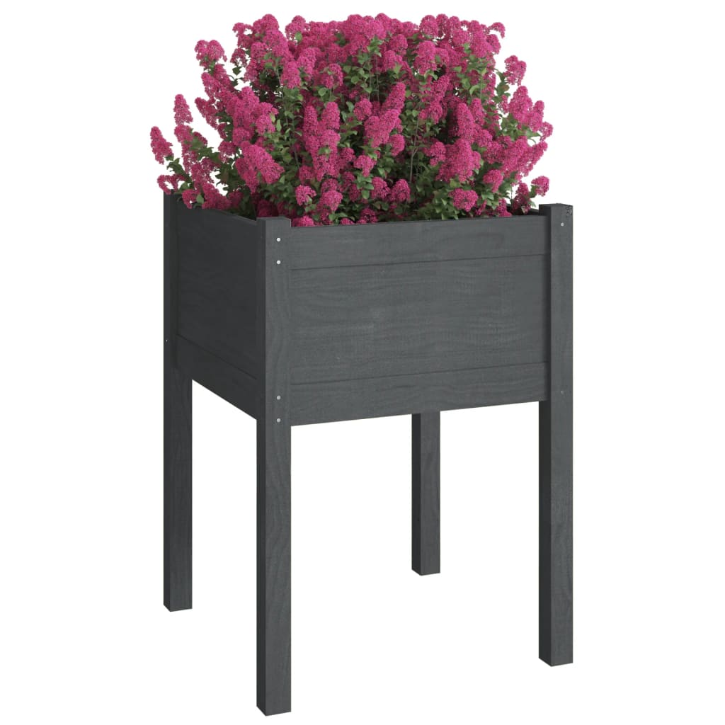 Puutarhan kukkalaatikot 2 kpl harmaa 50x50x70cm täysi mänty - Sisustajankoti.fi