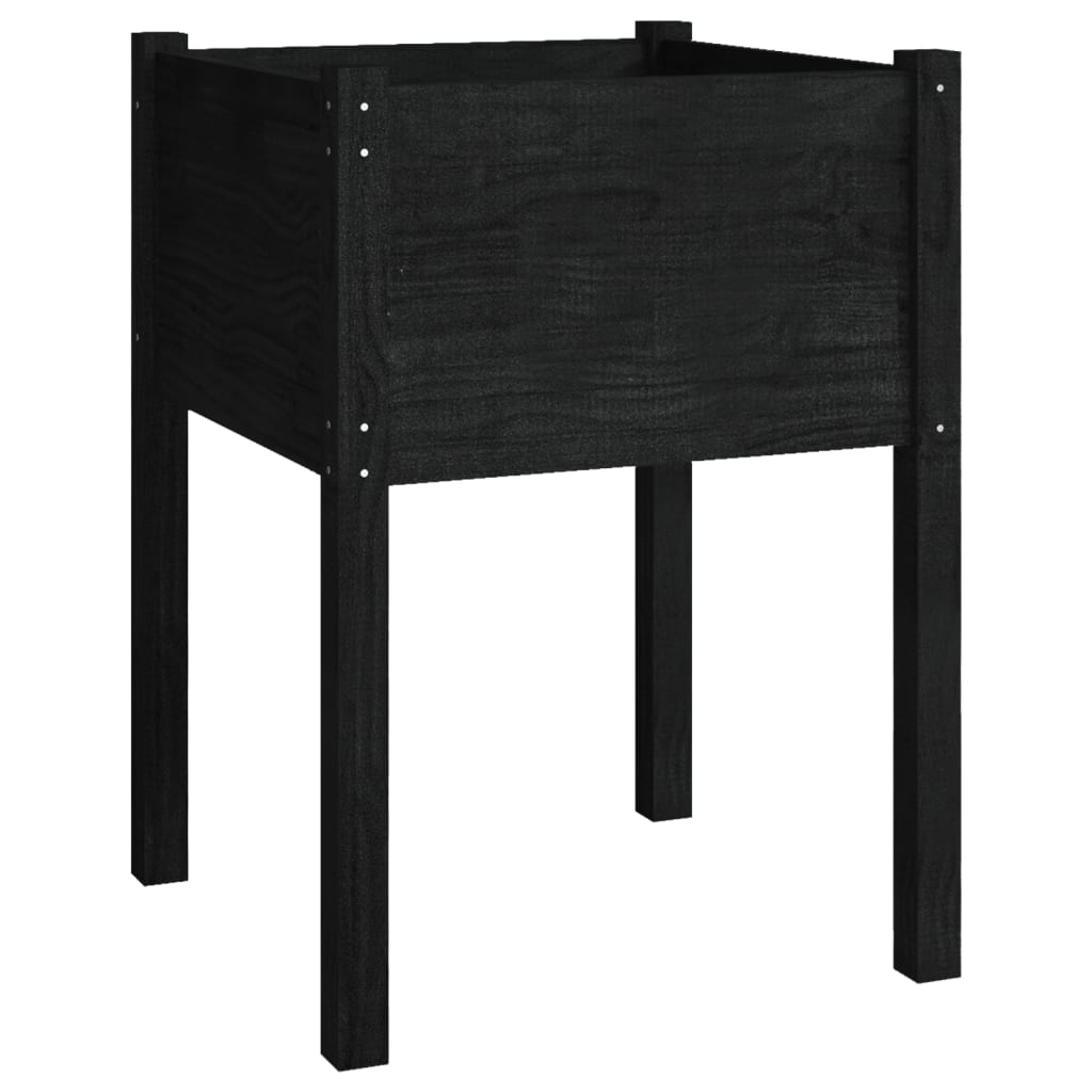 Puutarhan kukkalaatikko musta 50x50x70 cm täysi mänty - Sisustajankoti.fi