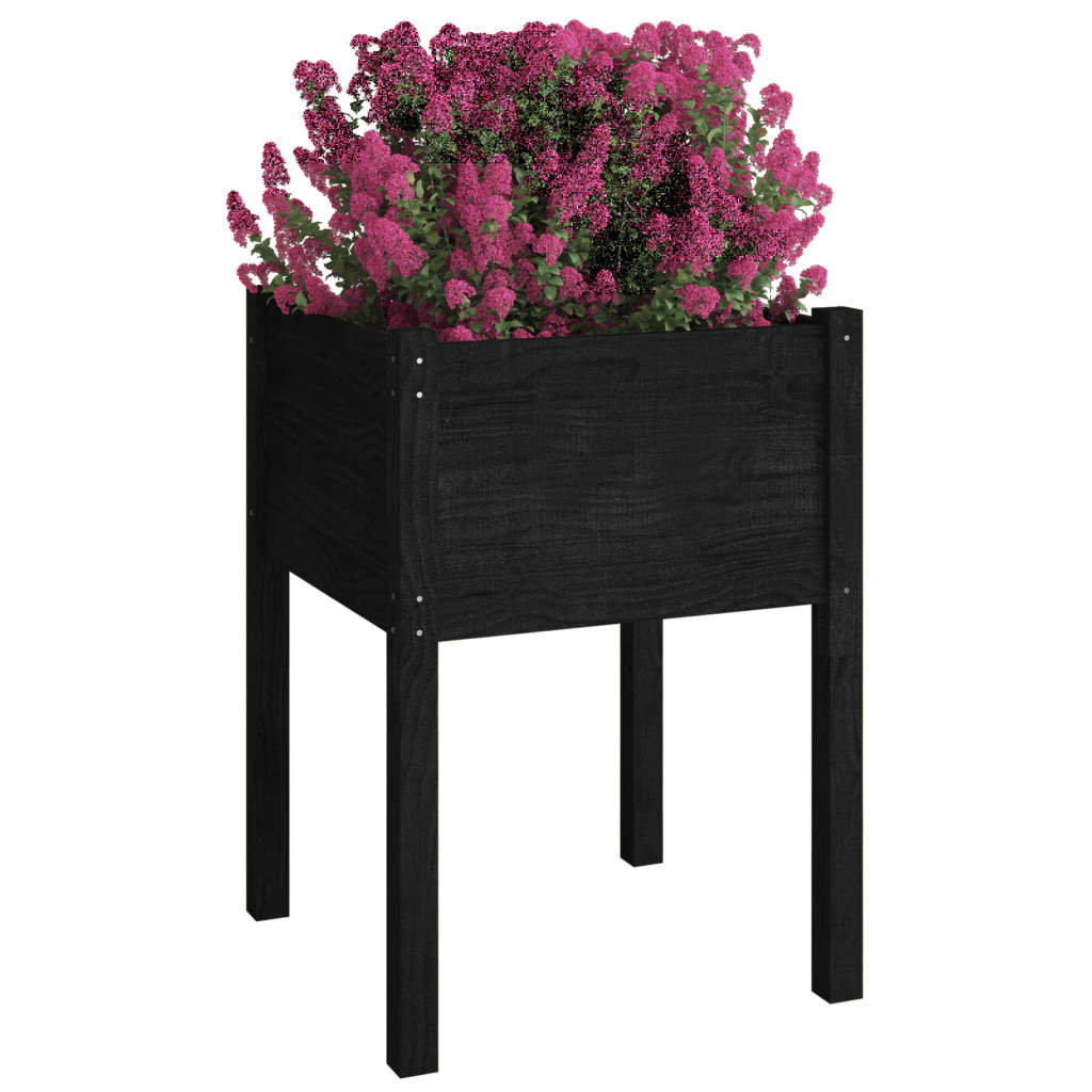 Puutarhan kukkalaatikot 2 kpl musta 50x50x70cm täysi mänty - Sisustajankoti.fi
