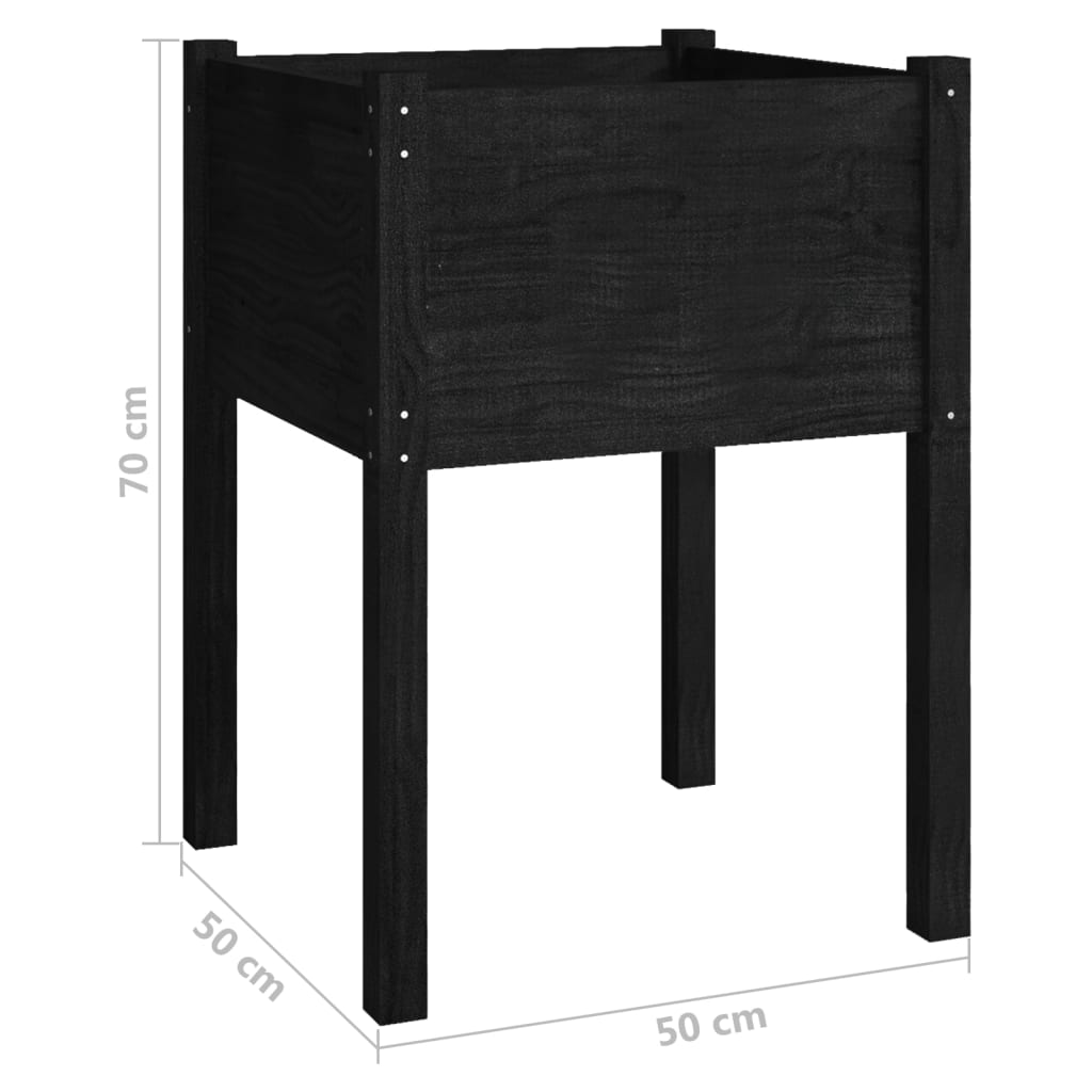 Puutarhan kukkalaatikot 2 kpl musta 50x50x70cm täysi mänty - Sisustajankoti.fi