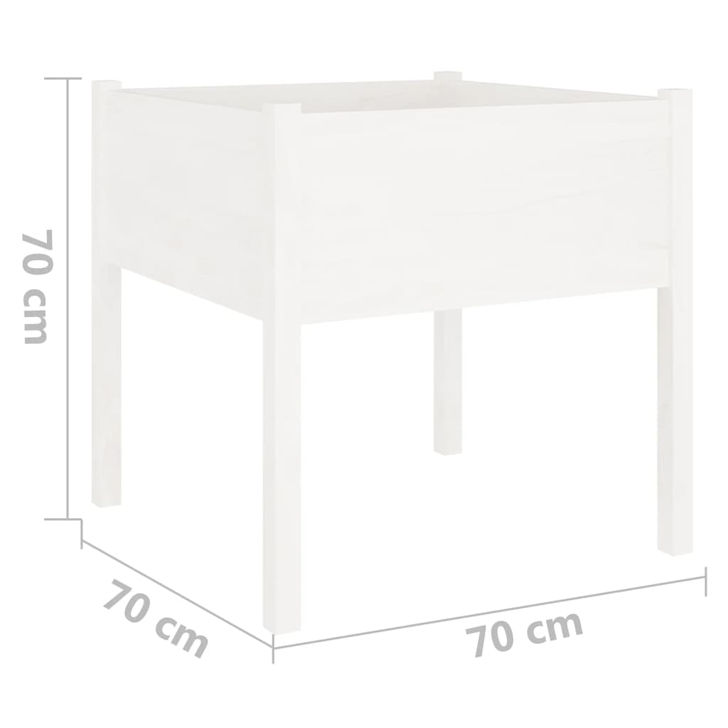 Puutarhan kukkalaatikko valkoinen 70x70x70cm täysi mänty - Sisustajankoti.fi