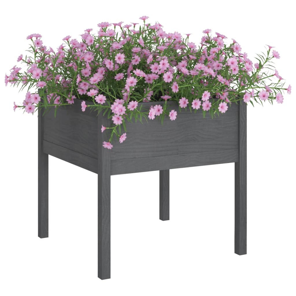 Puutarhan kukkalaatikot 2 kpl harmaa 70x70x70 cm täysi mänty - Sisustajankoti.fi