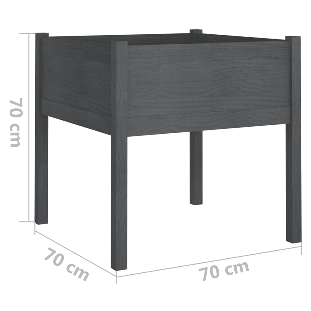 Puutarhan kukkalaatikot 2 kpl harmaa 70x70x70 cm täysi mänty - Sisustajankoti.fi