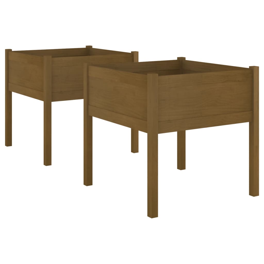 Puutarhan kukkalaatikot 2 kpl hunajanruskea 70x70x70 cm mänty - Sisustajankoti.fi