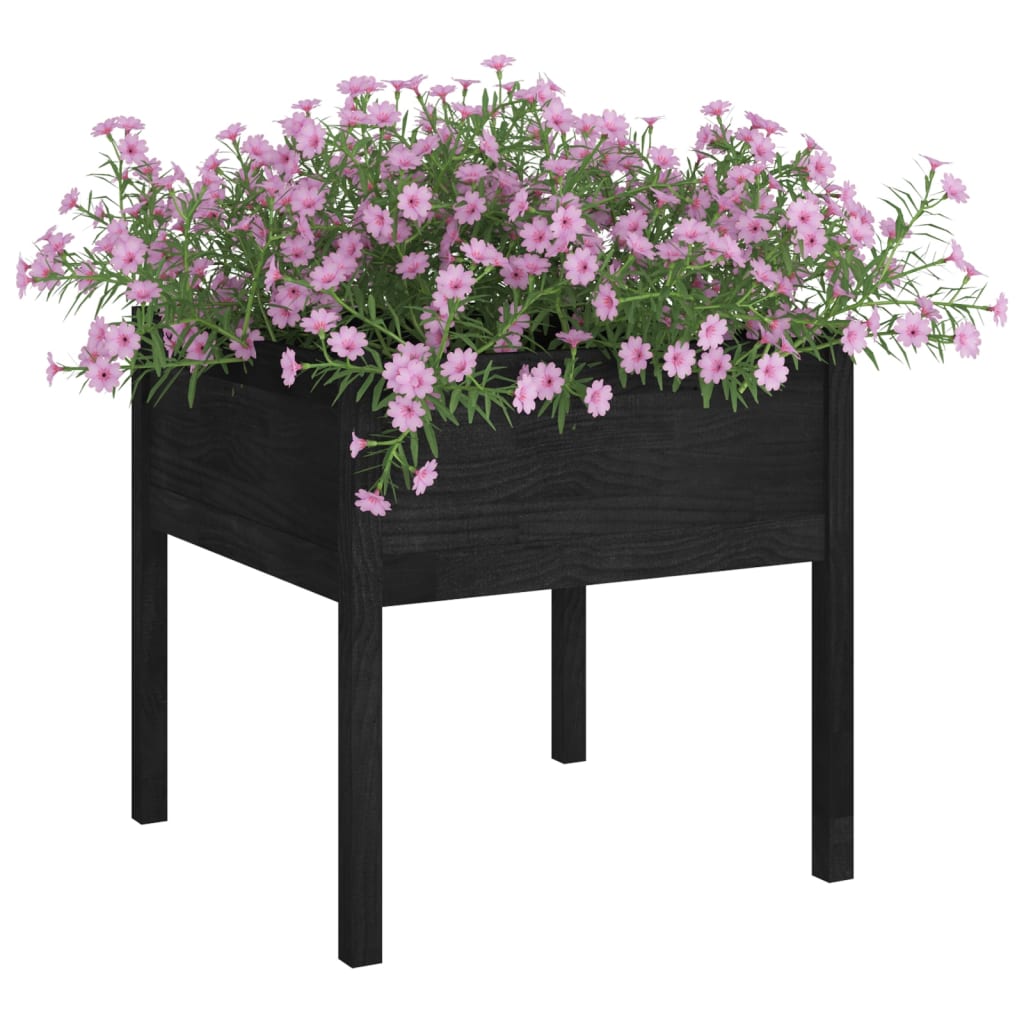 Puutarhan kukkalaatikot 2 kpl musta 70x70x70 cm täysi mänty - Sisustajankoti.fi