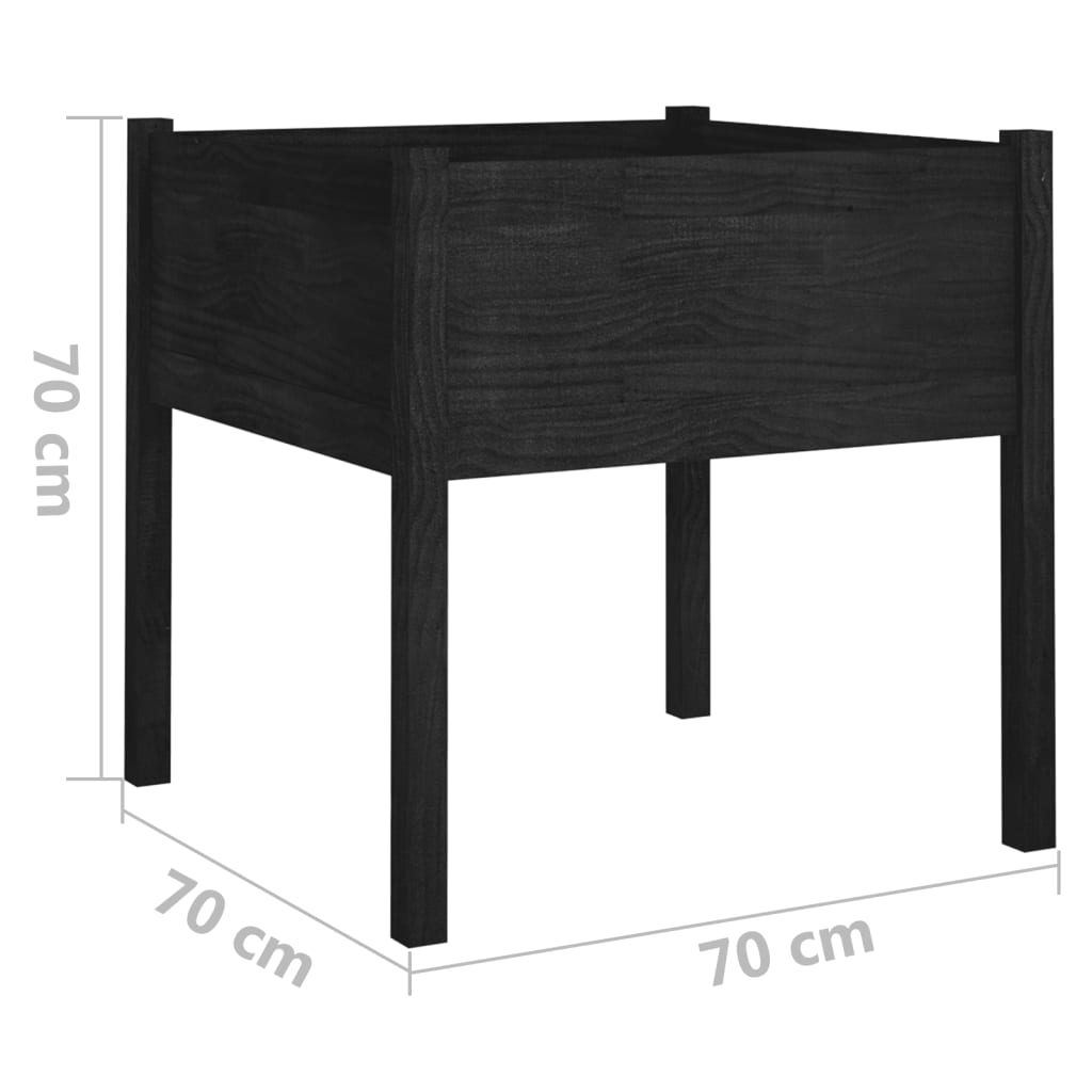 Puutarhan kukkalaatikot 2 kpl musta 70x70x70 cm täysi mänty - Sisustajankoti.fi