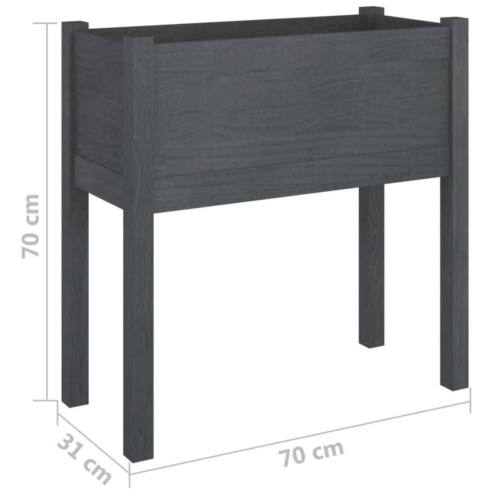 Puutarhan kukkalaatikko harmaa 70x31x70cm täysi mänty - Sisustajankoti.fi