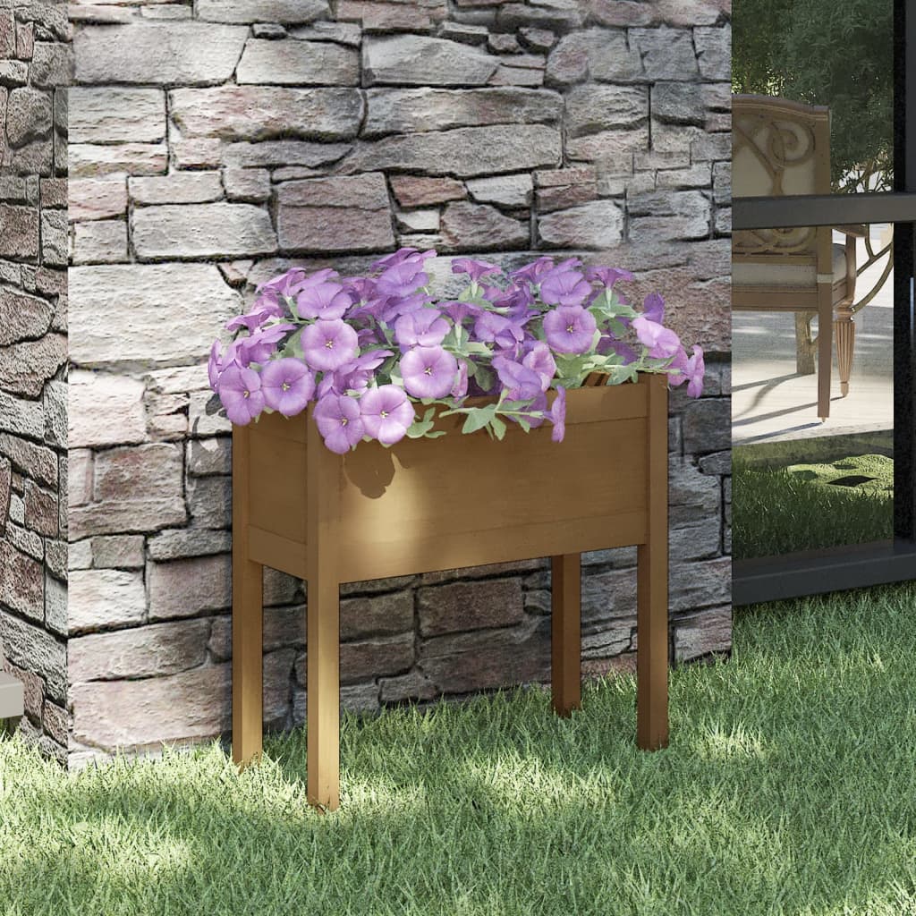 Puutarhan kukkalaatikko hunajanruskea 70x31x70 cm täysi mänty - Sisustajankoti.fi
