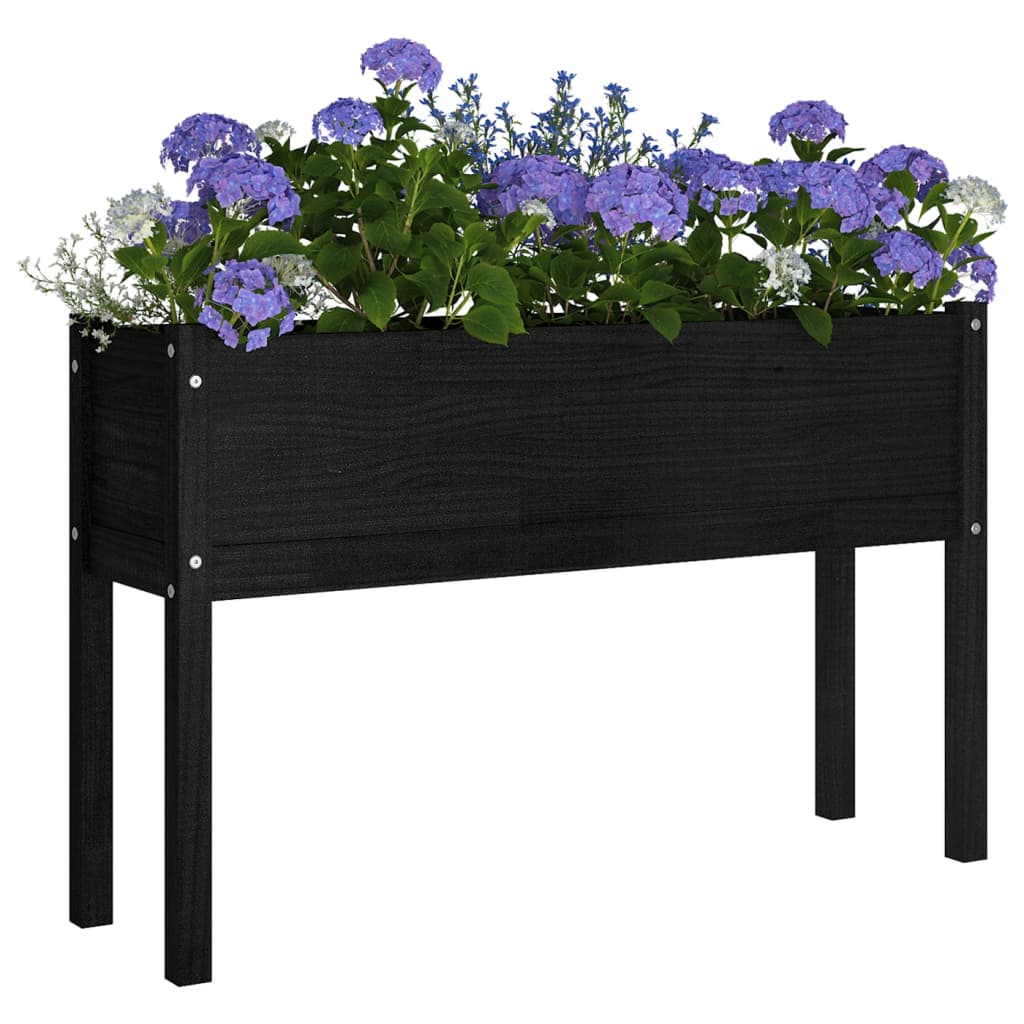 Puutarhan kukkalaatikot 2 kpl musta 110x31x70cm täysi mänty - Sisustajankoti.fi