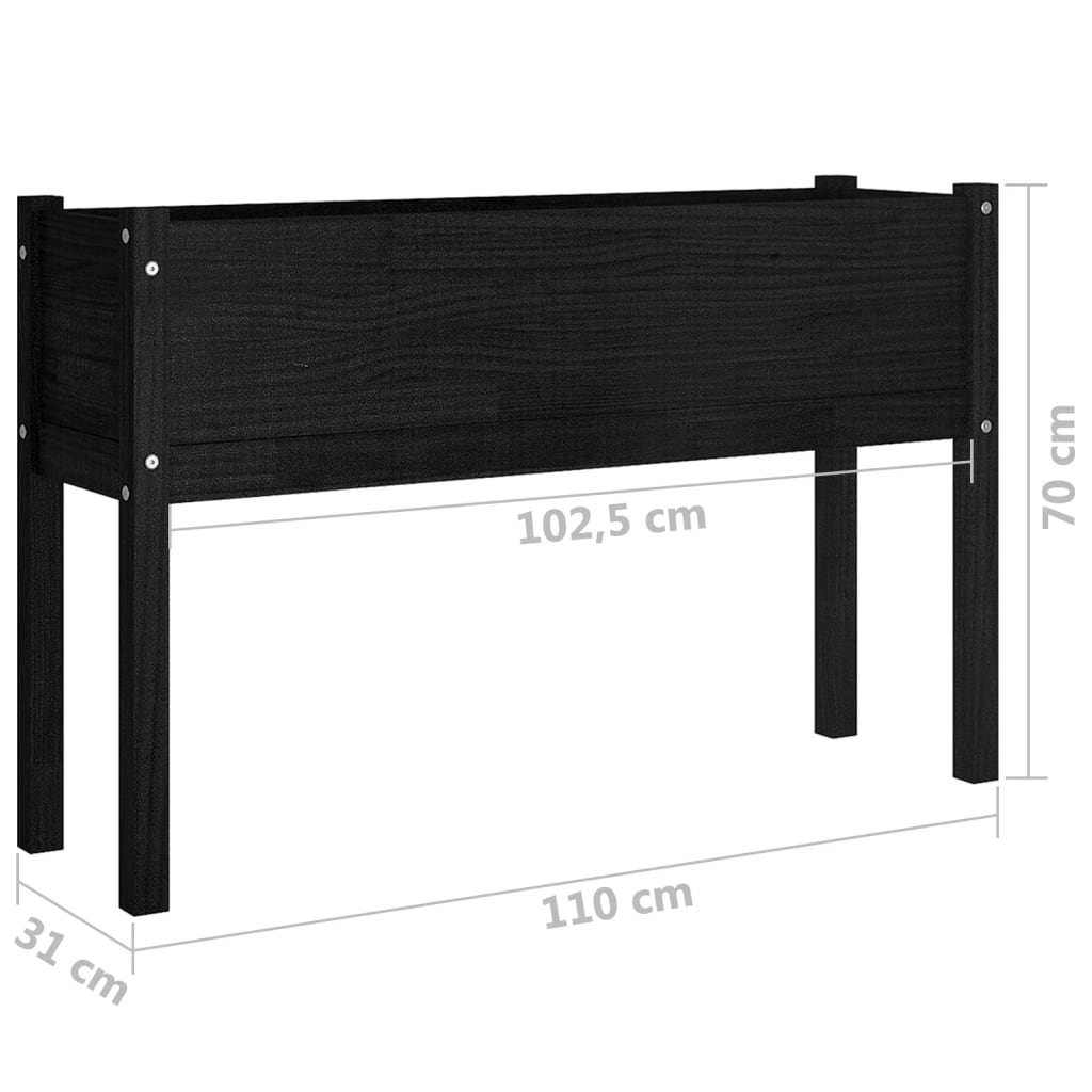 Puutarhan kukkalaatikot 2 kpl musta 110x31x70cm täysi mänty - Sisustajankoti.fi