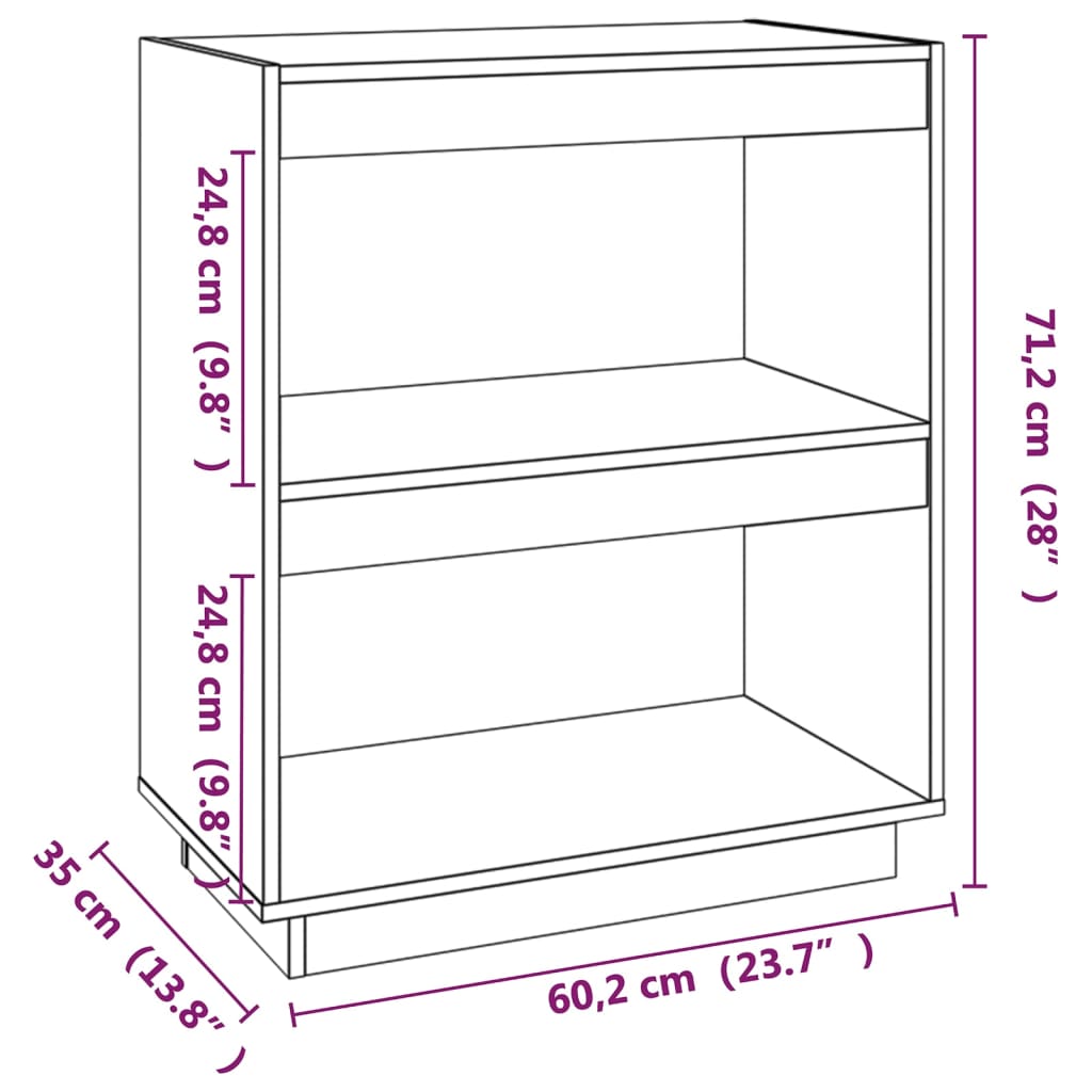 Kirjahylly harmaa 60x35x71 cm täysi mänty - Sisustajankoti.fi