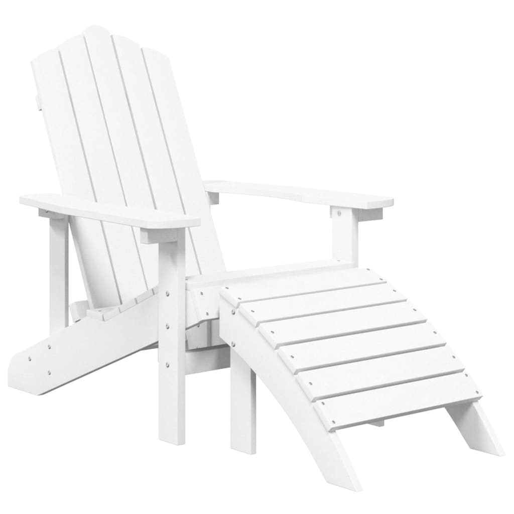 Adirondack puutarhatuoli jalkajakkaralla HDPE valkoinen - Sisustajankoti.fi