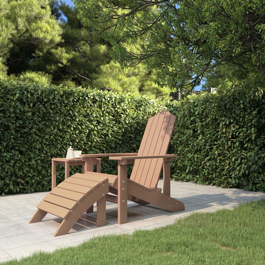 Adirondack puutarhatuoli jalkajakkaralla HDPE ruskea - Sisustajankoti.fi