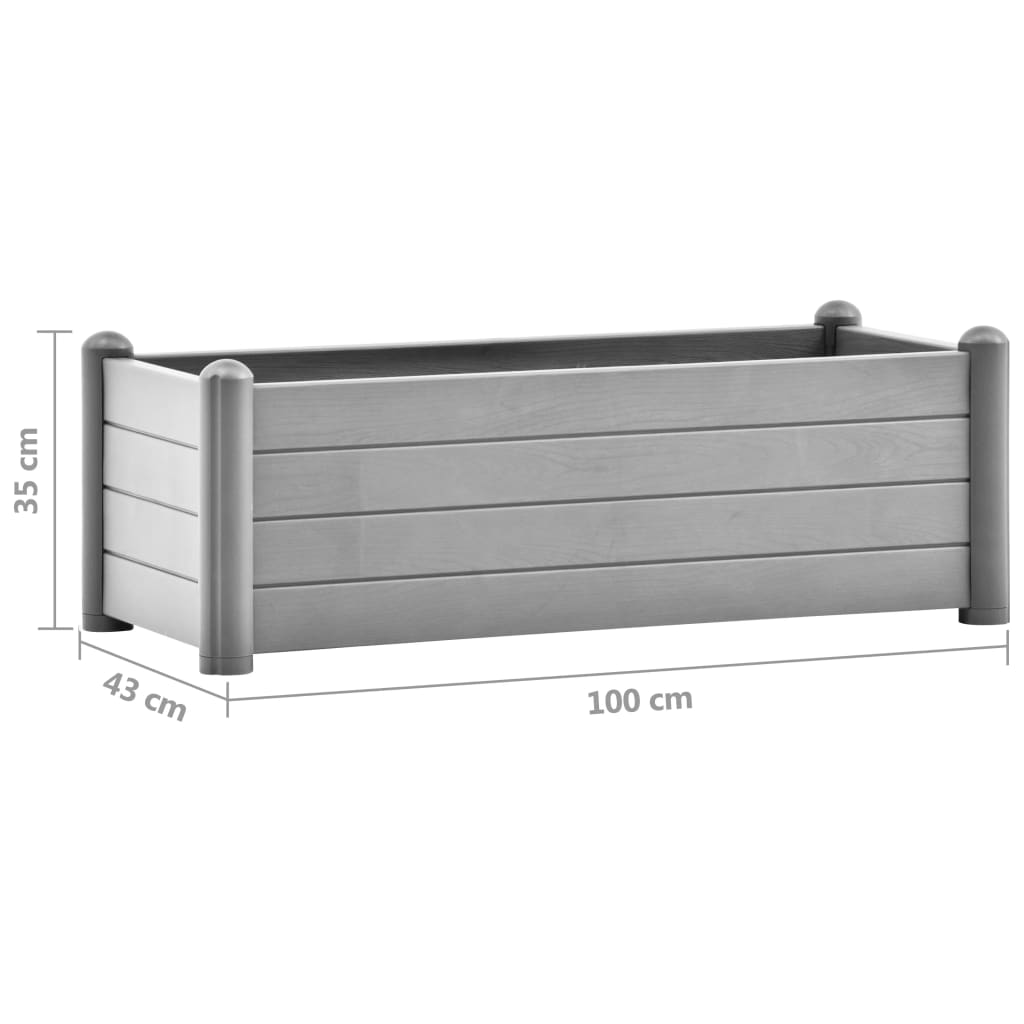 Korotettu kukkalaatikko PP kivenharmaa 100x43x35 cm - Sisustajankoti.fi