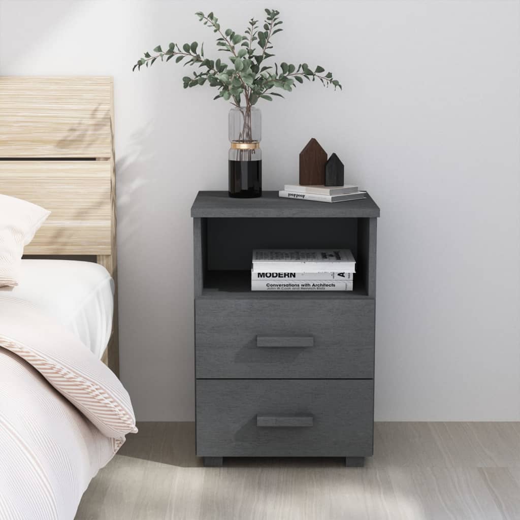 Yöpöytä tummanharmaa 40x35x62 täysi mänty - Sisustajankoti.fi