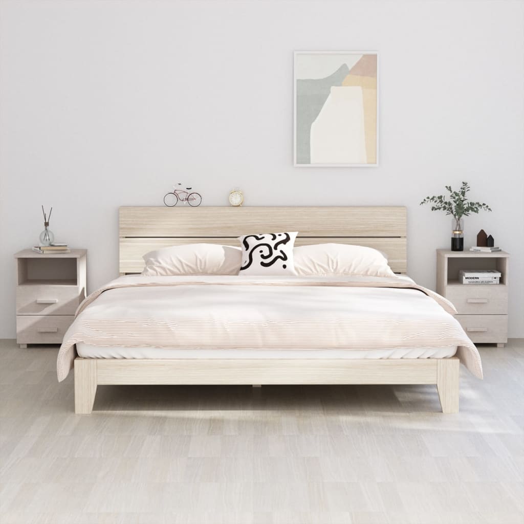 Yöpöydät 2 kpl valkoinen 40x35x62 täysi mänty - Sisustajankoti.fi