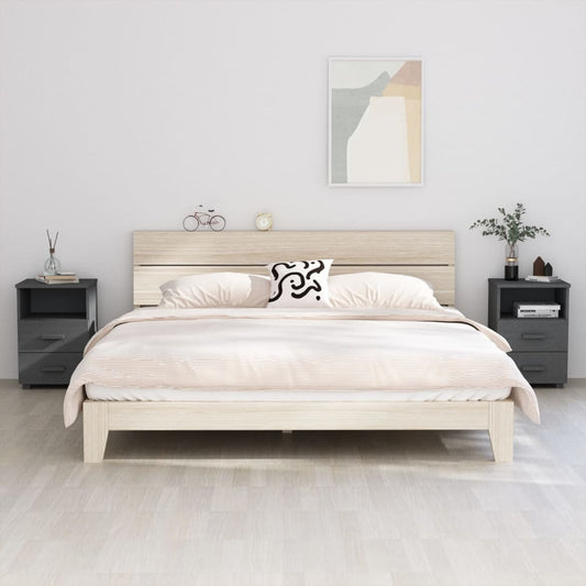 Yöpöydät 2 kpl tummanharmaa 40x35x62 täysi mänty - Sisustajankoti.fi