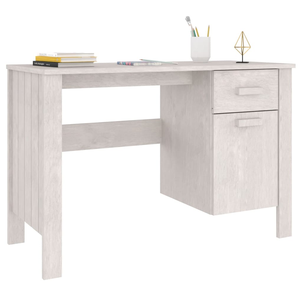 Työpöytä valkoinen 113x50x75 cm täysi mänty - Sisustajankoti.fi