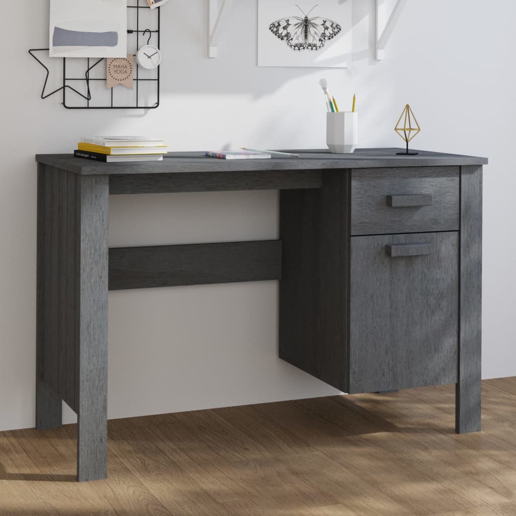 Työpöytä tummanharmaa 113x50x75 cm täysi mänty - Sisustajankoti.fi