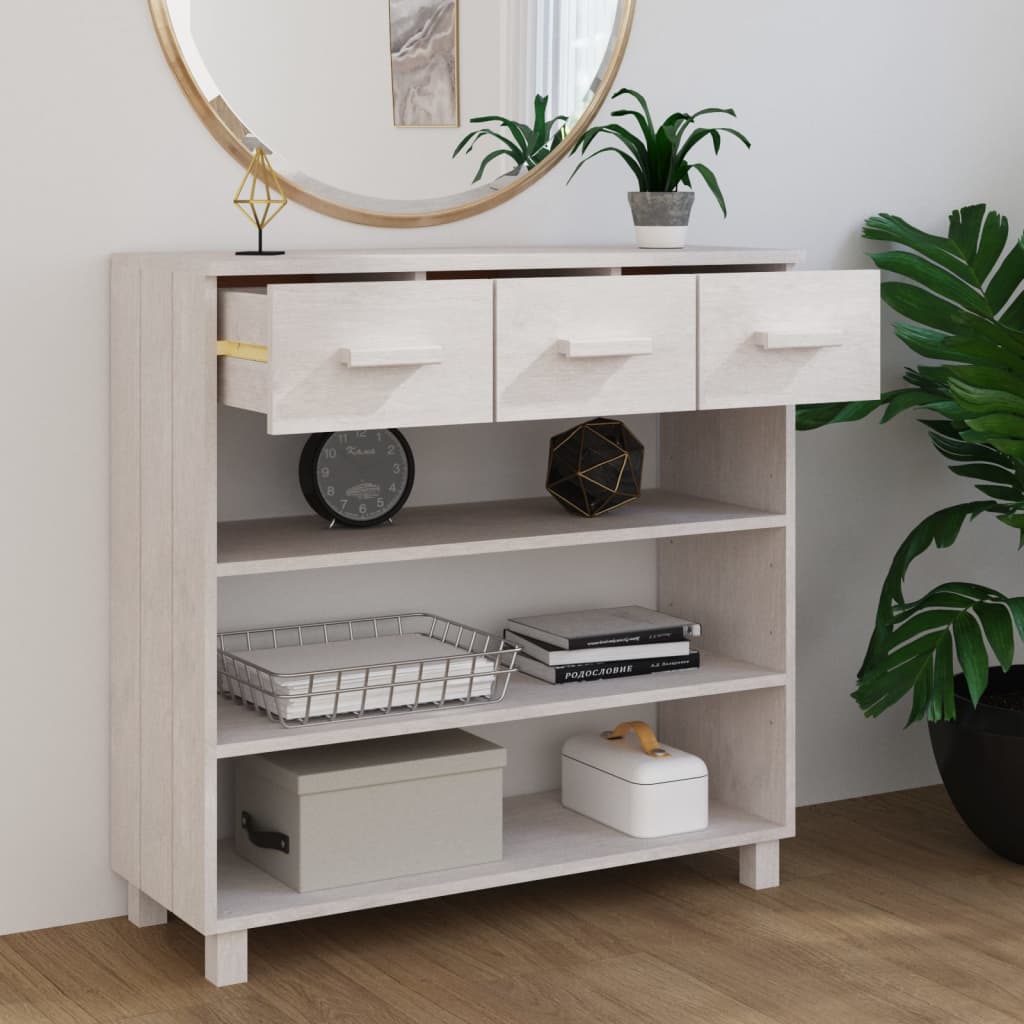 Konsolipöytä valkoinen 90x35x90 cm täysi mänty - Sisustajankoti.fi
