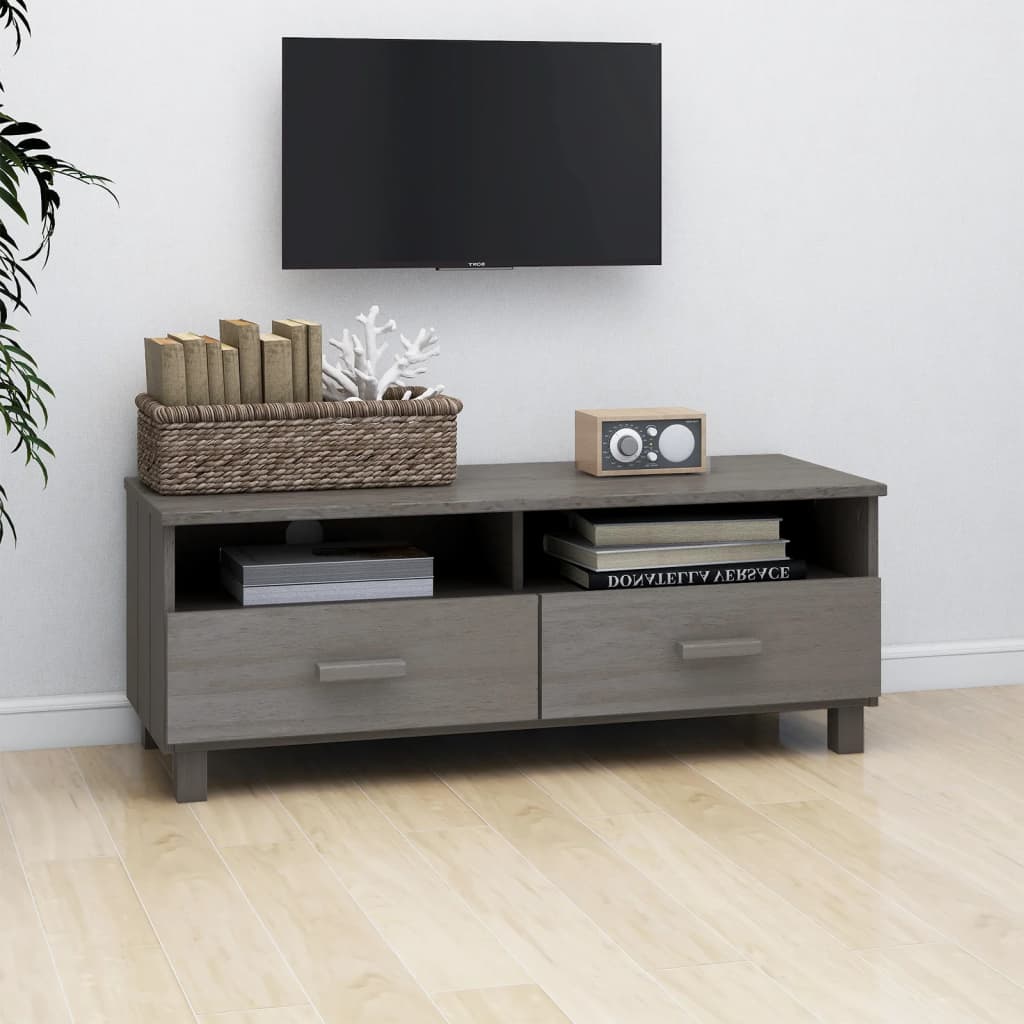 TV-taso HAMAR vaaleanharmaa 106x40x40 cm täysi mänty - Sisustajankoti.fi
