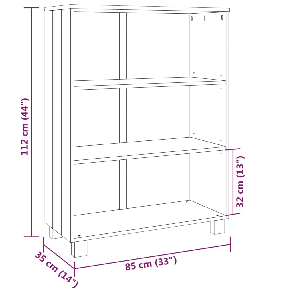 Kirjahylly HAMAR tummanharmaa 85x35x112 cm täysi mänty - Sisustajankoti.fi